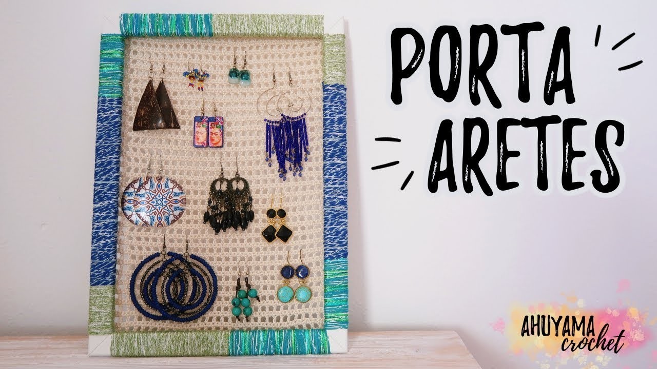 Cómo hacer un ORGANIZADOR DE ARETES a crochet (PENDIENTES, ZARCILLOS. ) | Ahuyama Crochet