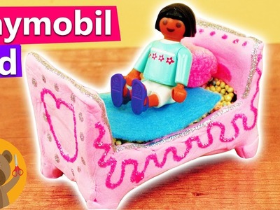 DIY Playmobil español|Cama con brillante ideas DIY con pegamento brillante|Muy fácil para niños