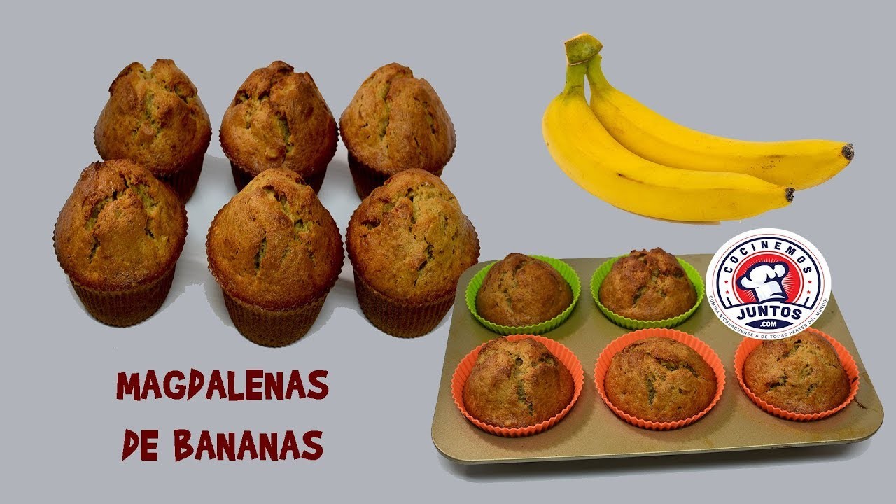 Magdalenas de bananas con nueces - Quequitos de platanos.