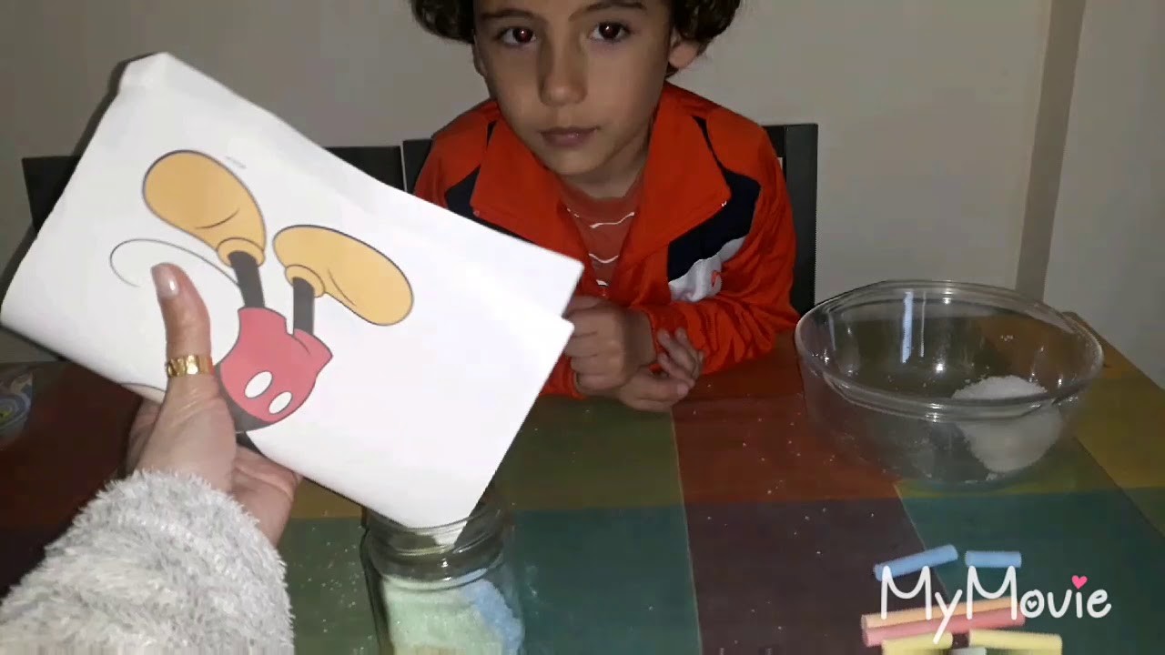 Manualidades con sal,tizas y un tarro