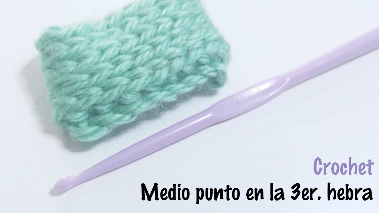 Medio punto tejido en la 3er hebra a crochet (imitación 2 agujas)