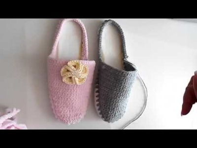 Pantunflas a ganchillo o crochet. Como hacer Patucos o pantunfla para adulto. Sandalia tejida