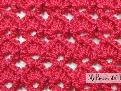 Punto abanicos tejido en relieve paso a paso en crochet - Mi Rincón del Tejido