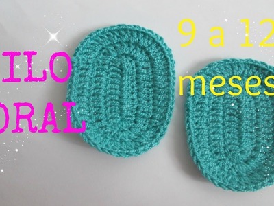 Suela Zapatito 9 a 12 meses HILO CORAL. CRISTAL