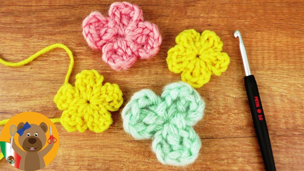 Tejer flores ????tutorial super fácil para principiantes|Decoración para primavera con restos de lana