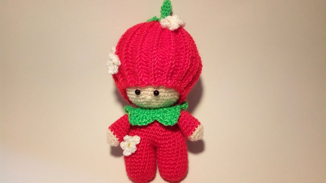 Bambola Fragola Amigurumi Tutorial Muñeca Fresa Crochet  -Doll Strawberry Crochet