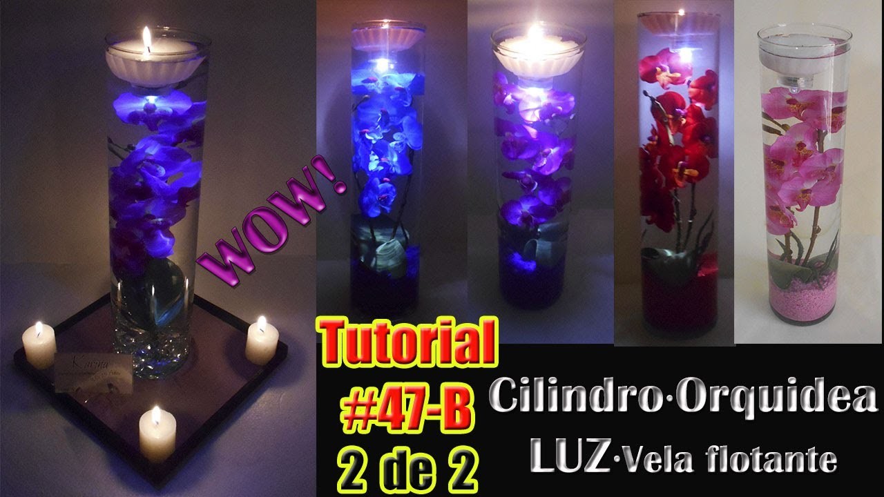 Centro de Mesa flor sumergida con luz Orquidea Luminosa luz sumergible vela Flotante 2 de 2