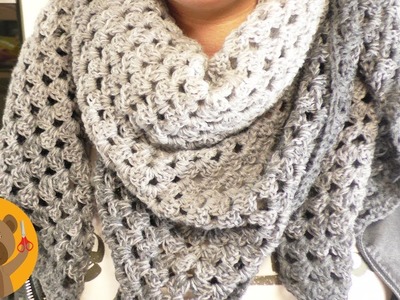 Crochet chal XXL|Hermoso chal triangular con una madeja de lana|Rico Design lana en degradé
