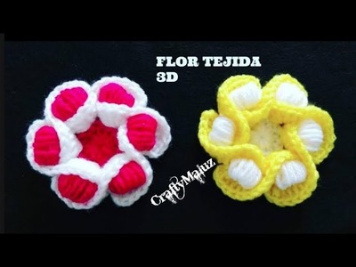 (Crochet Tutorial) Flor Tejida 3D Paso a Paso | Flor a crochet en 3d muy fácil