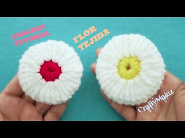 CROCHET TUTORIAL Flor Tejida 3D en Forma de Yo-yo | flor yoyo a crochet  3d
