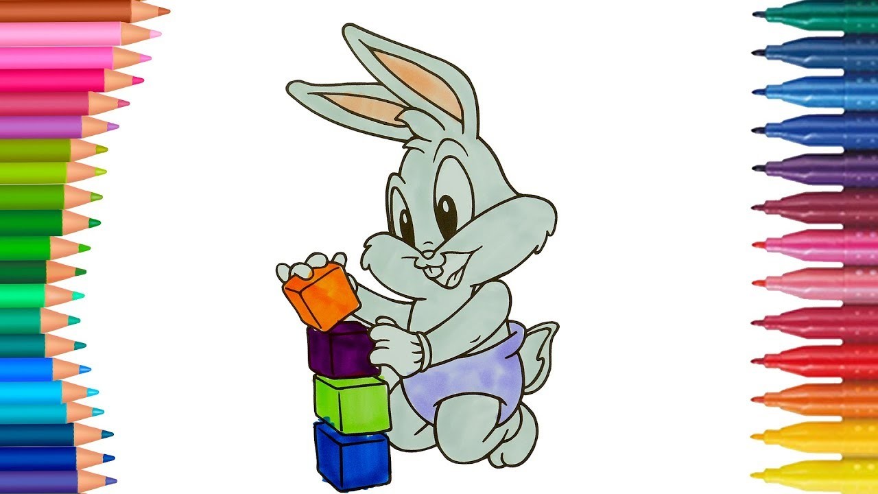 Dibujar y Colorea Bebé Bugs Bunny - Dibujos Para Niños - Learn Colors