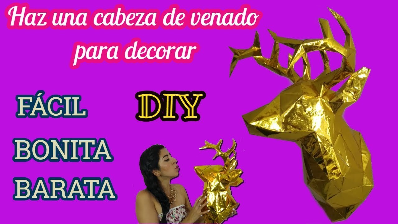 DIY cabeza de VENADO  GEOMÉTRICO para DECORAR. En papel | Adri Durán