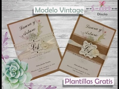 DIY: Invitación boda vintage + plantillas gratis