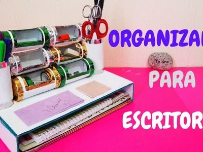 Organizador de escritorio hecho con tubos de papel higiénico y cartón | Manualidades | DIY
