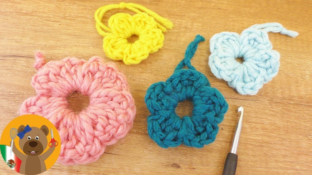 Tejer flores para primavera|Tutorial fácil para principiantes|Ideas de tejido con restos de lana