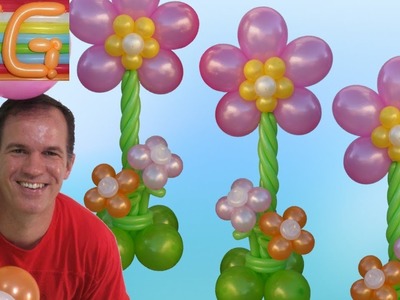 Columna de globos con flores - decoracion con globos - como hacer flores con globos