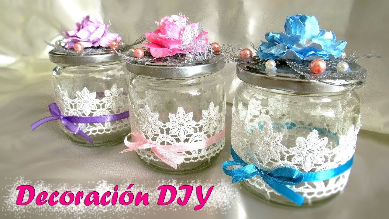 Cómo decorar mi casa con poco dinero, flores de papel #2 y botes de cristal reciclados