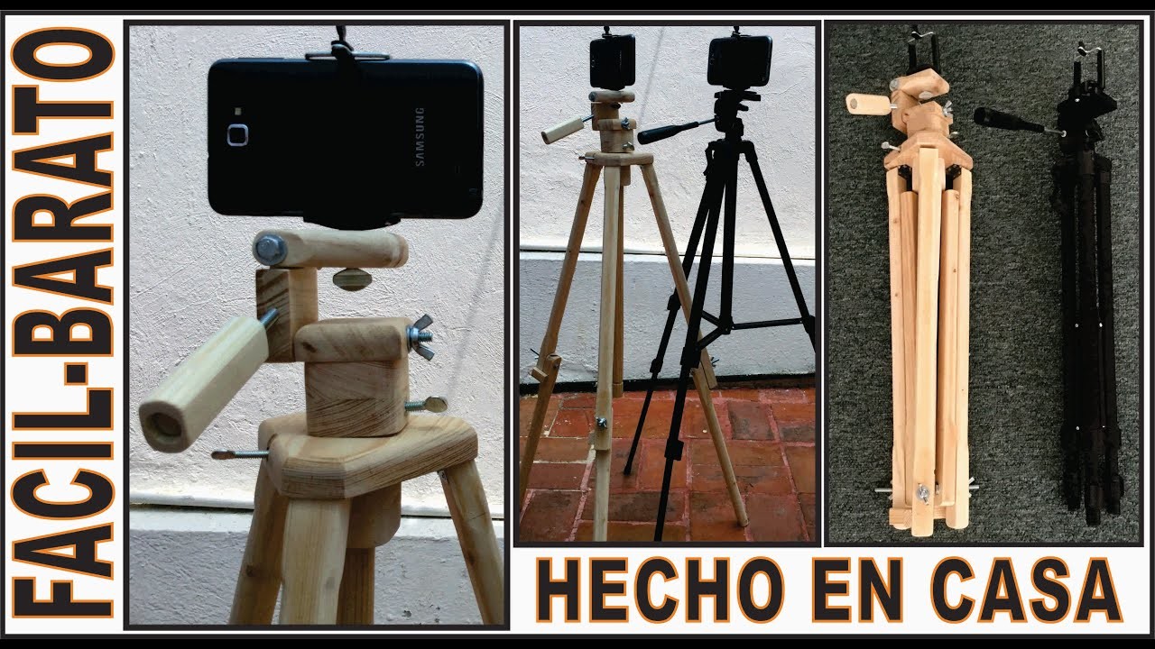 CÓMO HACER TRIPODE CASERO de madera para cualquier tipo de cámara o smartphone DIY WOODWORK