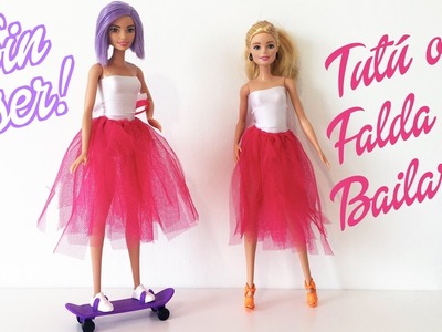 Falda Bailarina o tutú para Barbie ¡Sin coser! Ropa para muñecas