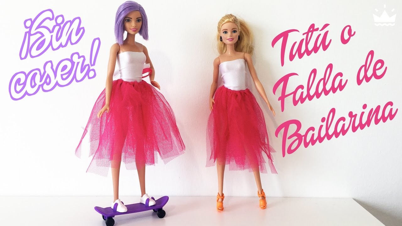 Falda Bailarina o tutú para Barbie ¡Sin coser! Ropa para muñecas
