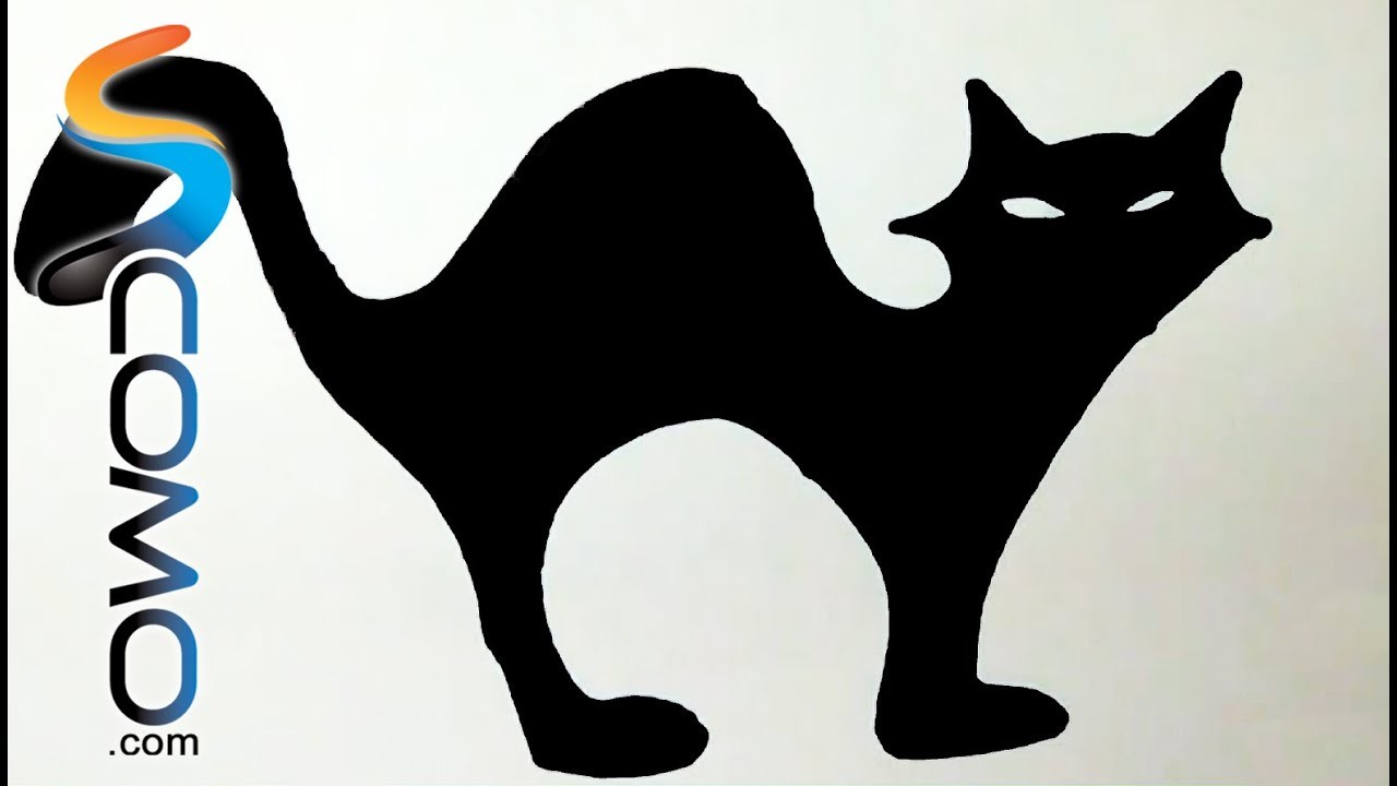 Silueta de un gato negro para Halloween - Silhouette of a black cat for Halloween