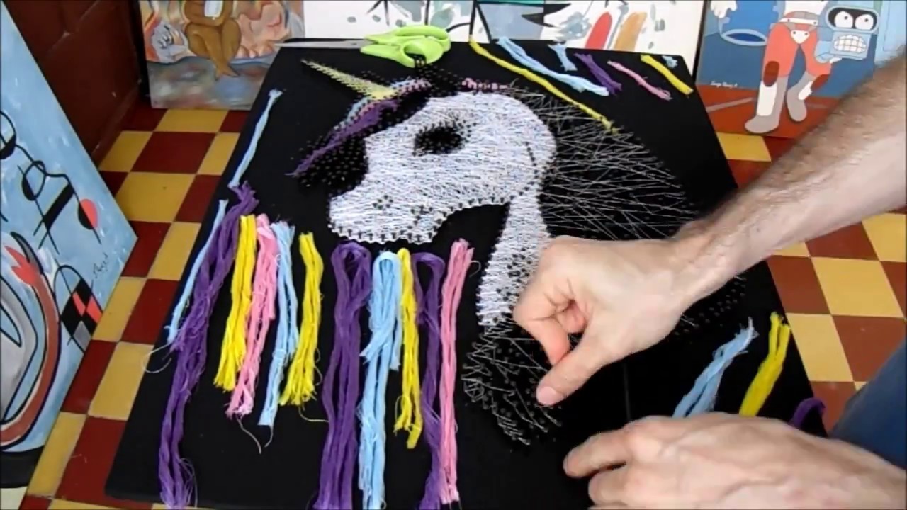 String art unicorn hilorama cuadro con hilos tensados unicornio