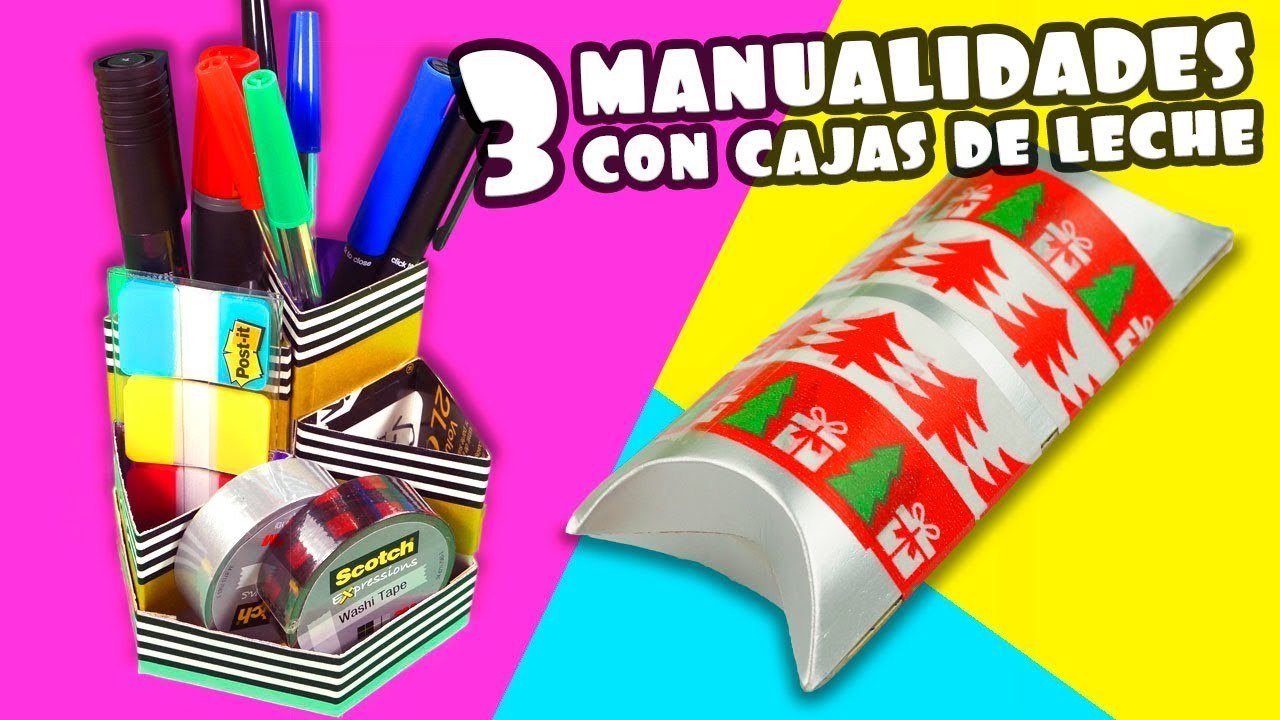 3 MANUALIDADES CON CAJAS DE LECHE|Manualidades Reciclaje|DIY