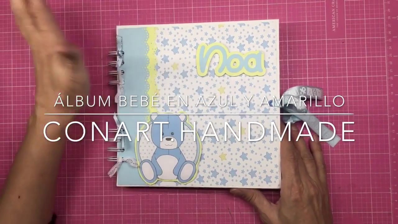 Álbum bebé “Azul y amarillo”. Scrapbooking