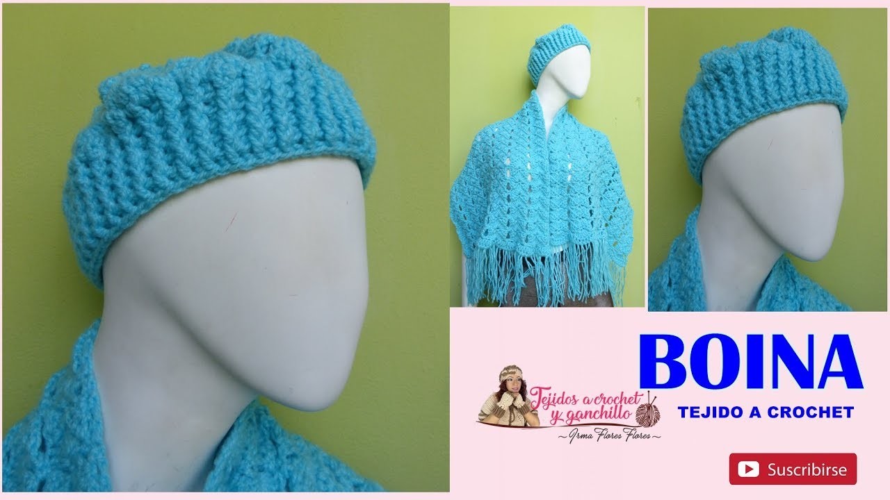 BOINA PARA DAMA.JUEGO DEL CHAL TEJIDO A CROCHET PASO A PASO