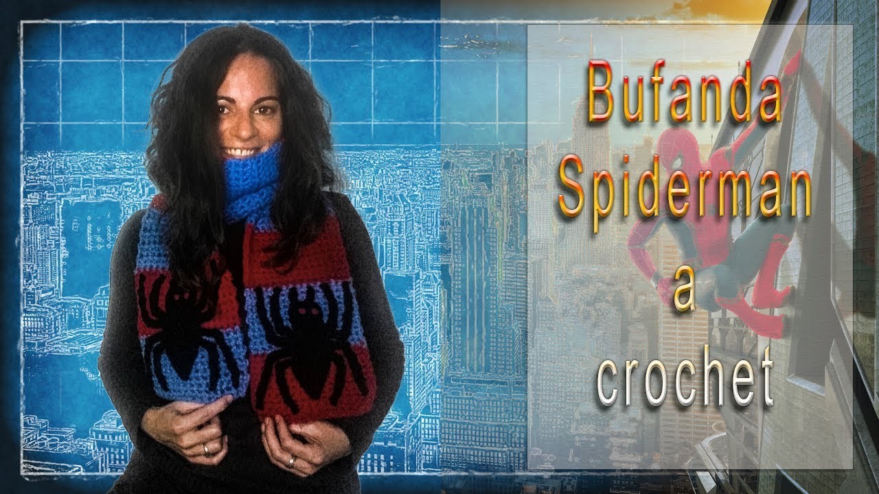 Bufanda de Spiderman a ganchillo con arañas muy fácil