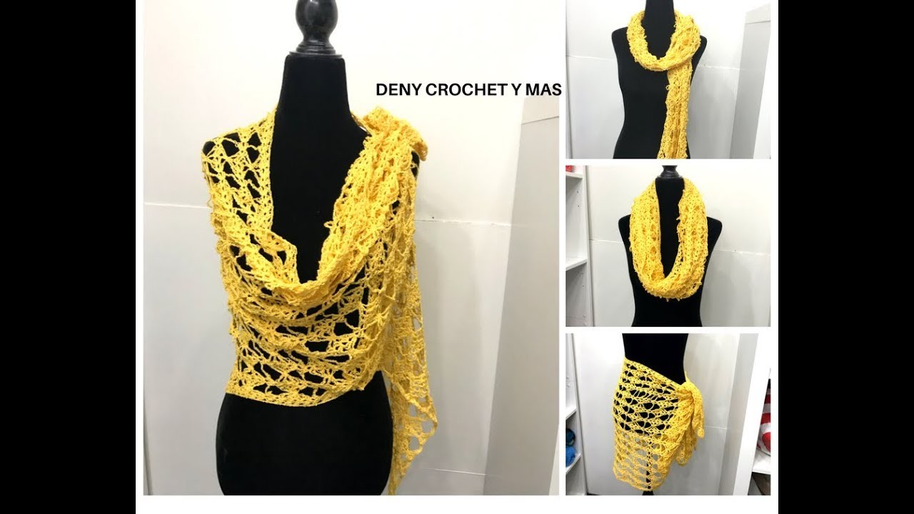 Como Hacer Chal De Moño en Crochet paso a paso