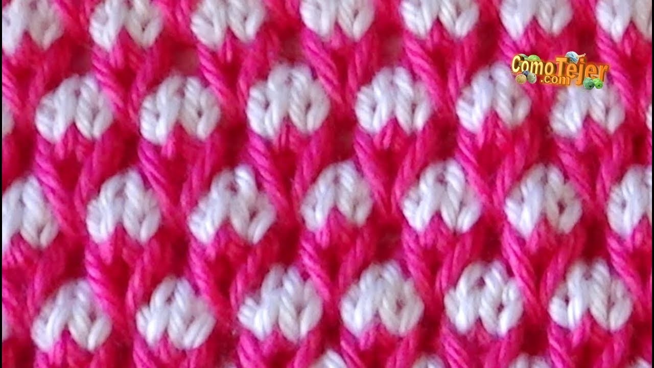 Cómo Tejer  Punto TURCO en COLORES - How to Knitting Stitches. Colors-2 agujas (495)