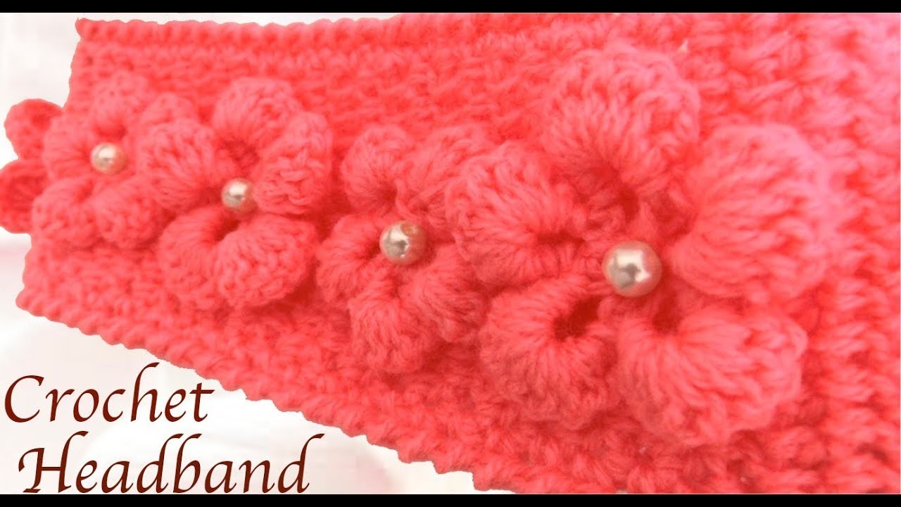 Diadema tejida con Gancho Crochet  paso a paso con flores 3D tejido tallermanualperu