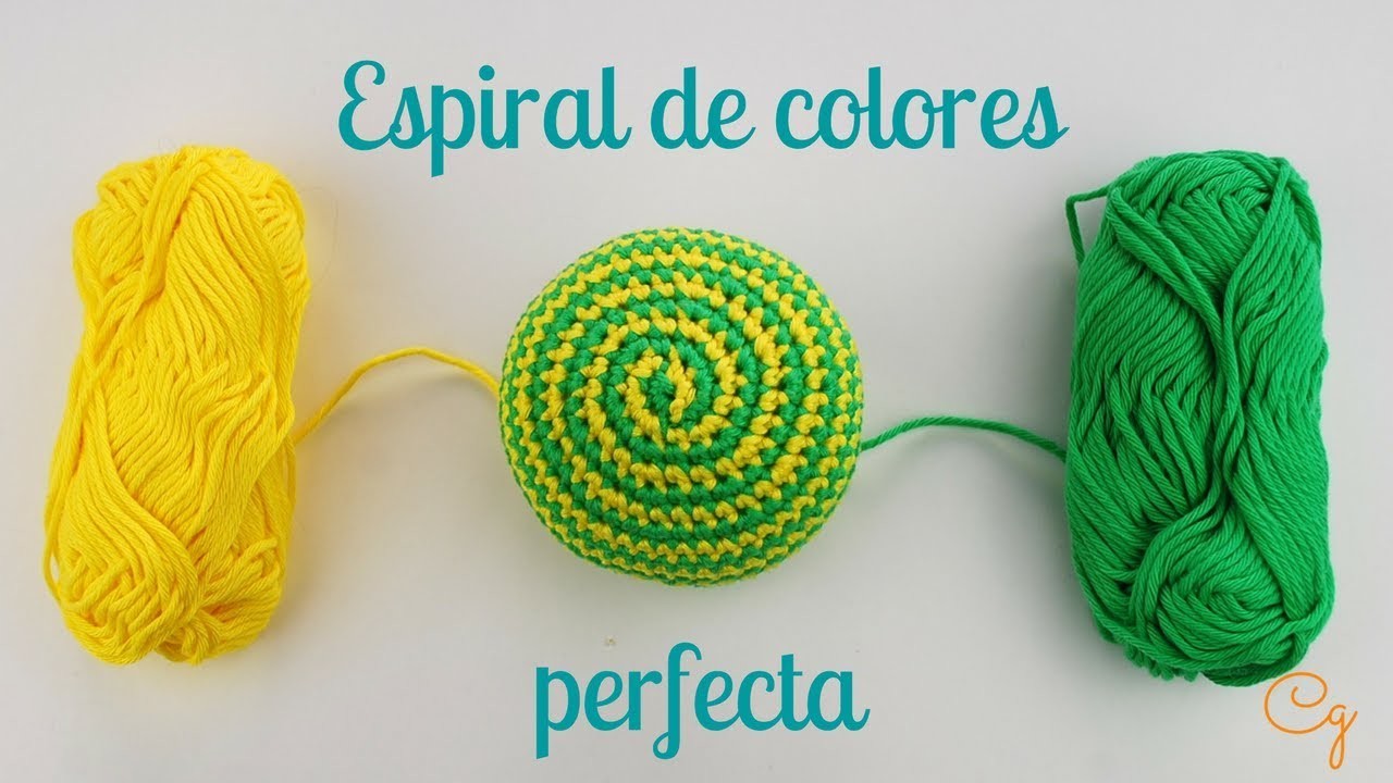 Espiral de ganchilllo con dos colores o más para hacer rayas perfectas