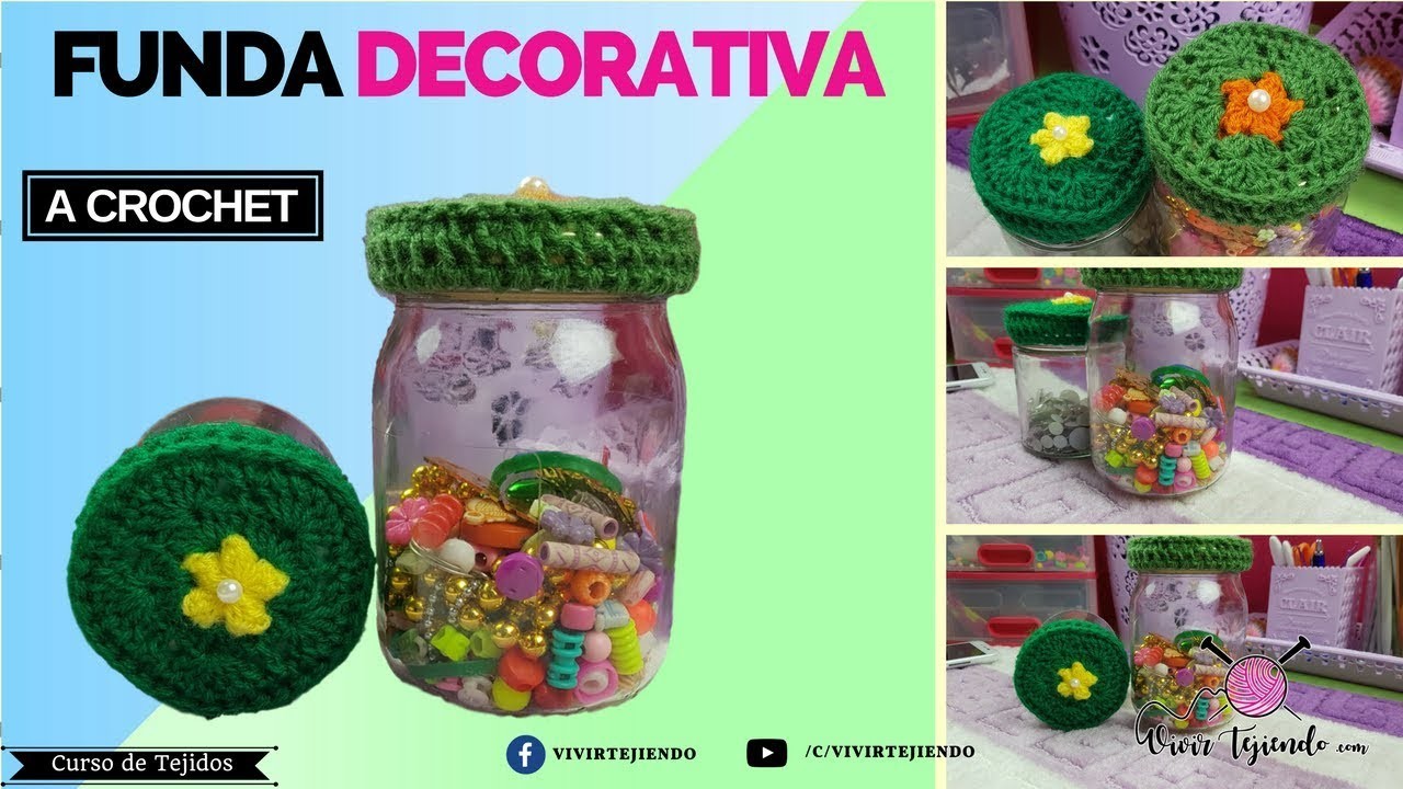 Funda decorativa para frascos a crochet | tejidos a crochet para adornar tu cocina