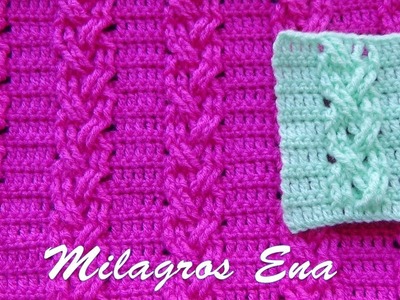 Punto a Crochet TRENZAS DELGADAS EN RELIEVES para prendas de invierno paso a paso - MILAGROS ENA