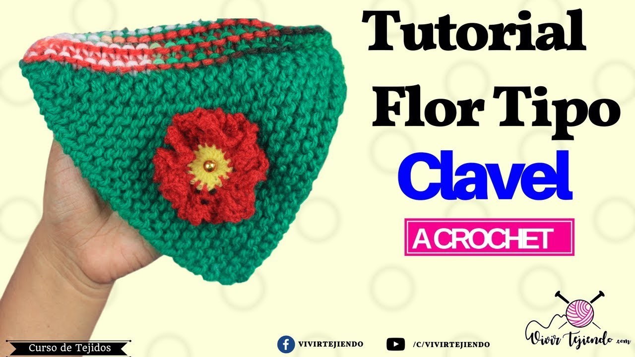 Tutorial Flor tipo Clavel a Crochet | Curso de tejidos | vivirtejiendo