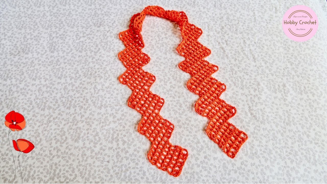 Bufanda con rectángulos a crochet paso a paso (Versión diestra)
