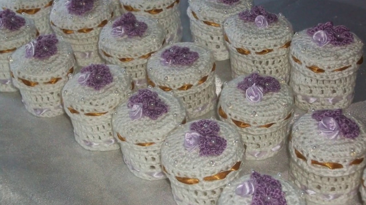Cajitas en crochet endurecido para bodas,cumpleaños,15 años.