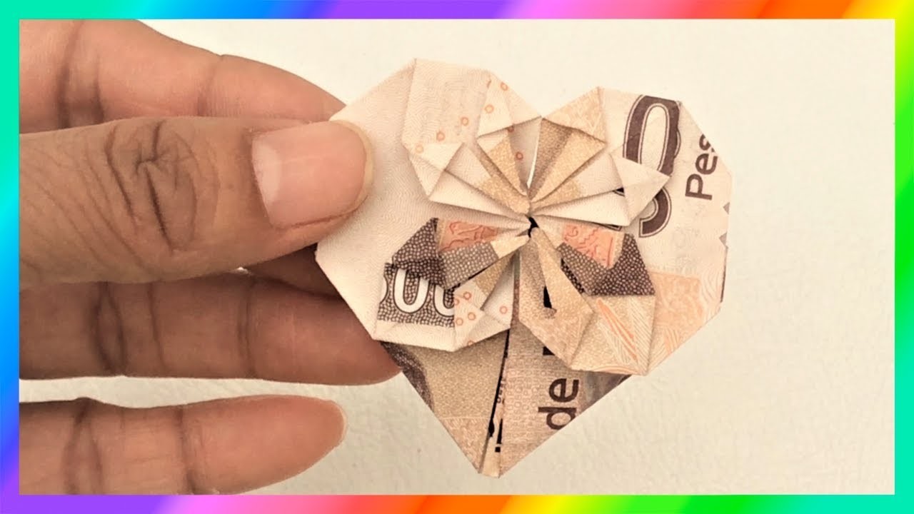 Cómo doblar billetes ????como doblar billetes en forma de corazón???? Origami
