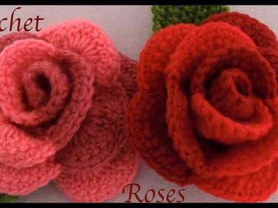 Como hacer rosas en 3D de dos colores tejidas con Gancho Crochet paso a paso tejido tallermanualperu