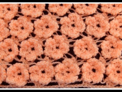 Como tejer con Ganchillo Crochet punto de flores en 3D para cobijitas tejido tallermanualperu