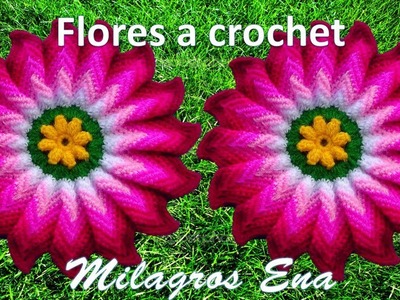 Flor tejida a crochet Dalia Rosada  para tapetes, centros de mesa, cojines y caminos de mesa