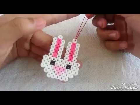Llavero de conejito (como hacer un conejo)  conejo blanco (cosas con hama beads)