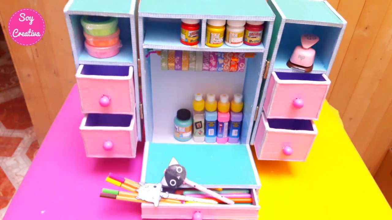 Organizador de escritorio de carton. Desk organizer DIY ♥ Soy Creativa ♥