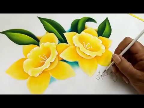 Pintura en tela narcisos amarillos