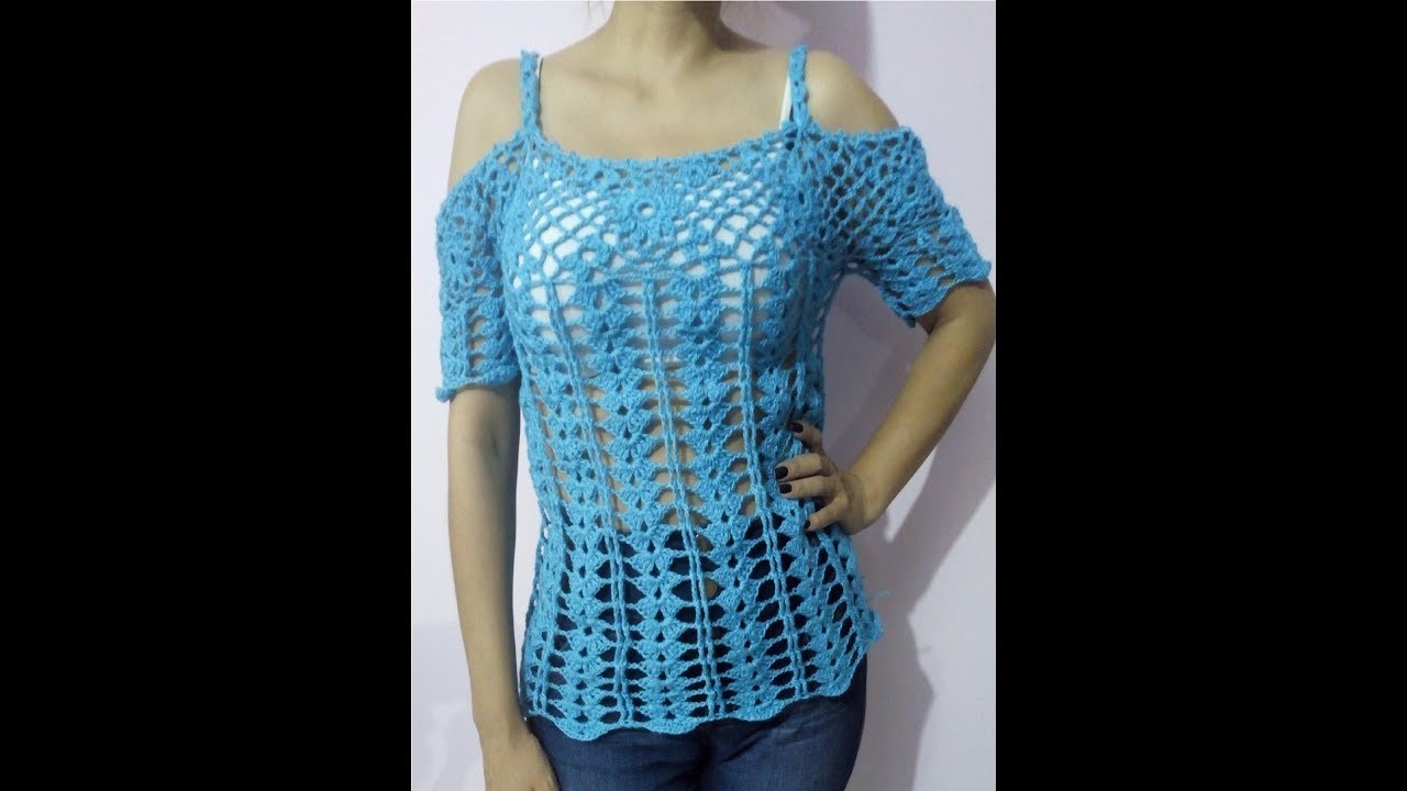 Tutorial Blusa Azul Facil 2da Parte Crocheteando con La comadre