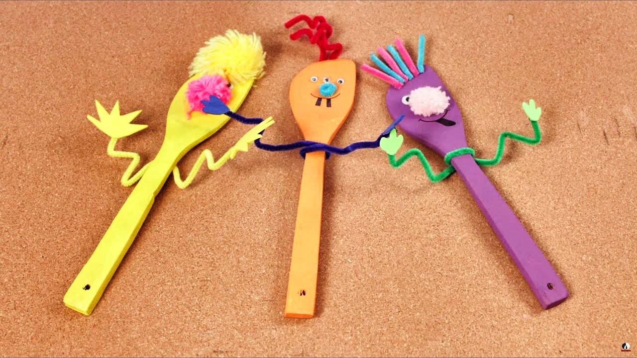 Como hacer Marionetas con Cucharas de Madera - Juguetes para Niños con Materiales Caseros