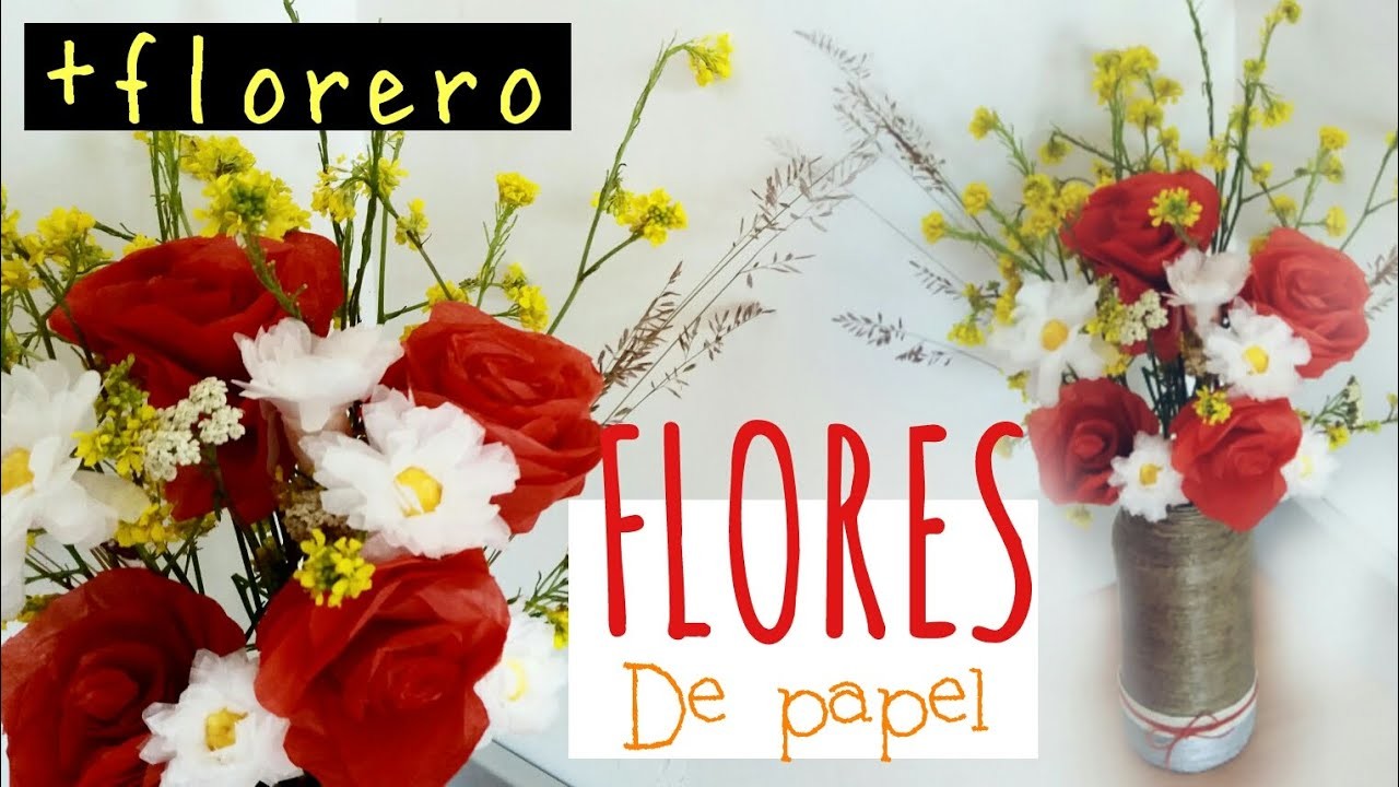 Cómo hacer ramo de flores de papel + decoración florero