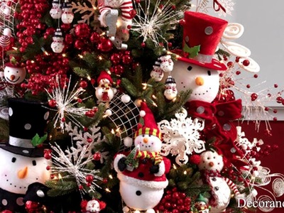 Decoración Árbol de Navidad color Rojo y Blanco